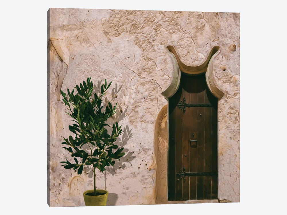 Antique Wooden Doors In A Stone House by Ievgeniia Bidiuk 1-piece Art Print