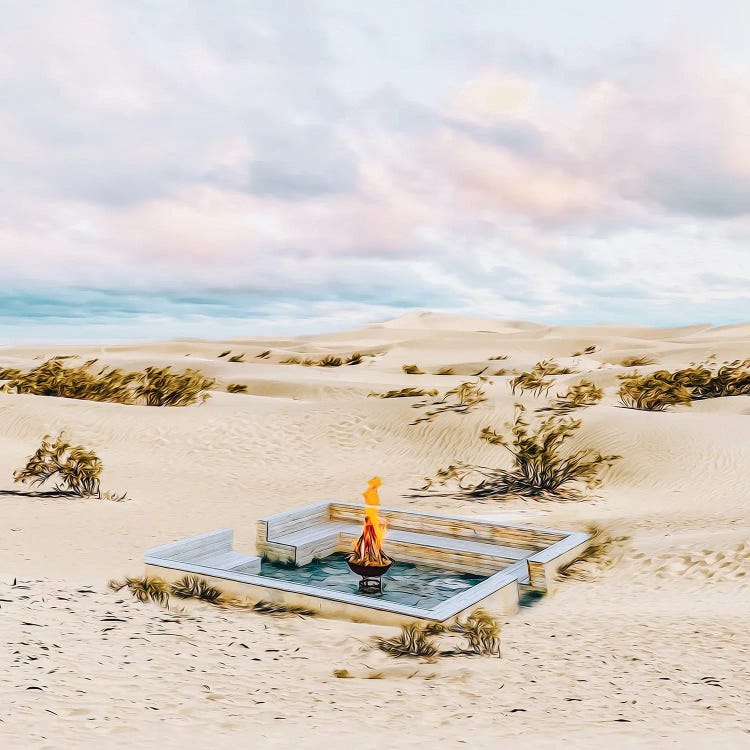 A Pool With A Barbecue In The Desert