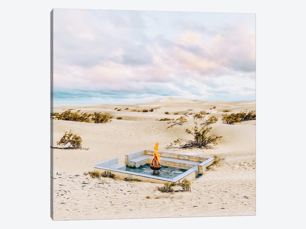 A Pool With A Barbecue In The Desert by Ievgeniia Bidiuk 1-piece Canvas Print