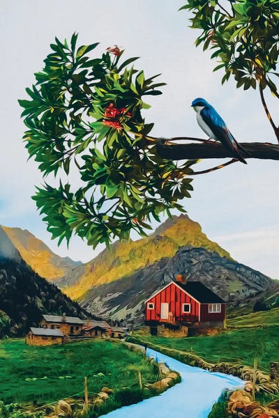 Ievgeniia Bidiuk: A Swallow On A Branch by Ievgeniia Bidiuk
