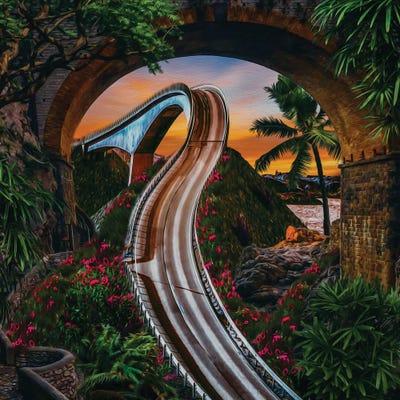 A Steep, Winding Path In The Tropics by Ievgeniia Bidiuk framed wall art