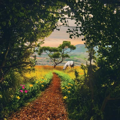 A Wild Horse In A Meadow by Ievgeniia Bidiuk framed wall art