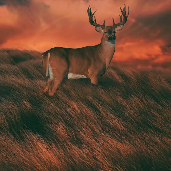 A Deer In The Prairie Grass