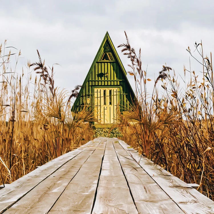 A Wooden Hut On The Lake