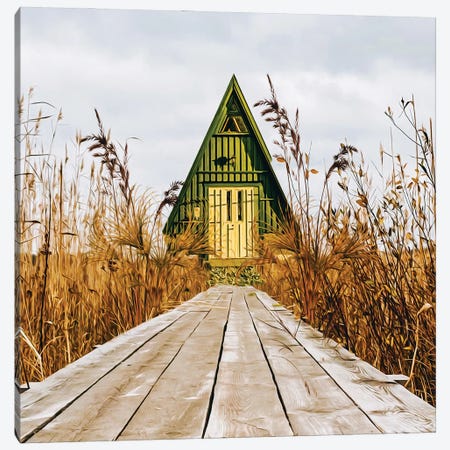 A Wooden Hut On The Lake Canvas Print #IVG564} by Ievgeniia Bidiuk Canvas Artwork