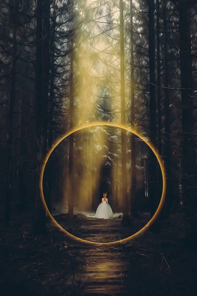 Ievgeniia Bidiuk: The Princess Behind The Arch Of Fire In The Woods by Ievgeniia Bidiuk
