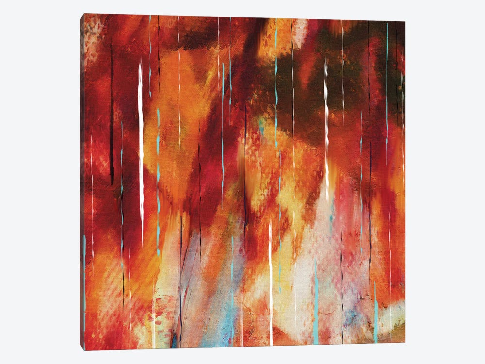 Subtle Parallels On A Red Abstract Base by Ievgeniia Bidiuk 1-piece Art Print
