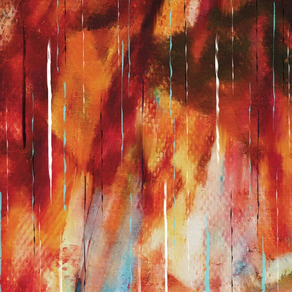 '70s Aesthetic: Subtle Parallels On A Red Abstract Base by Ievgeniia Bidiuk