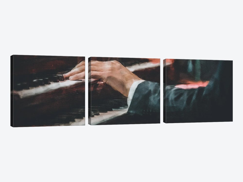 The Hand On The Keys Of The Piano by Ievgeniia Bidiuk 3-piece Canvas Print