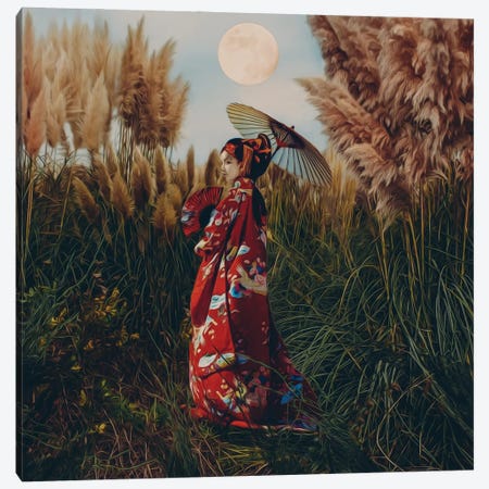 Geisha In A Field Of Pampas Grass Canvas Print #IVG595} by Ievgeniia Bidiuk Canvas Print