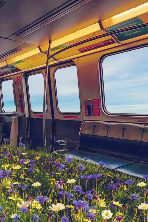 Growing Wildflowers In The Subway Car by Ievgeniia Bidiuk wall art