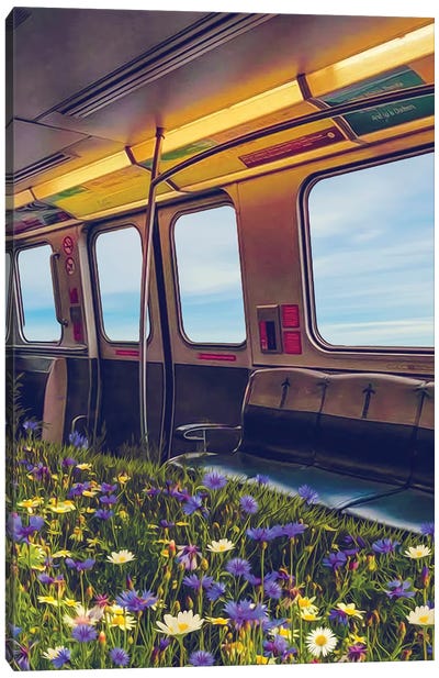 Growing Wildflowers In The Subway Car Canvas Art Print - Dereliction Art