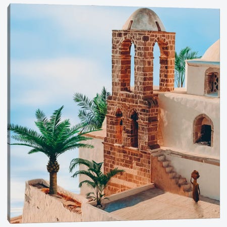 Moroccan Architecture With Palm Trees Canvas Print #IVG603} by Ievgeniia Bidiuk Canvas Wall Art