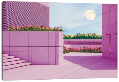 The Architectural Structure Is Lavender In Color Canvas Art Print - Sunset Shades