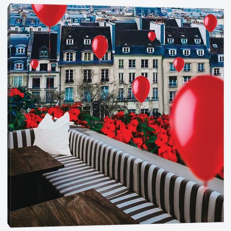 Balloons Over A Terrace In Paris Canvas Print #IVG618} by Ievgeniia Bidiuk Canvas Art Print