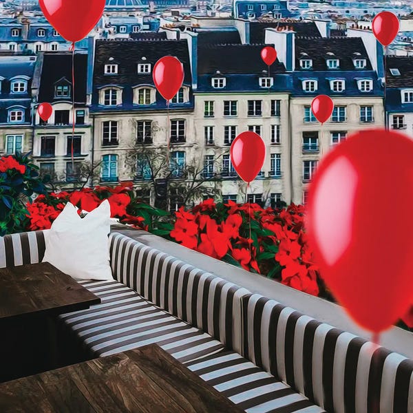Ievgeniia Bidiuk: Balloons Over A Terrace In Paris by Ievgeniia Bidiuk