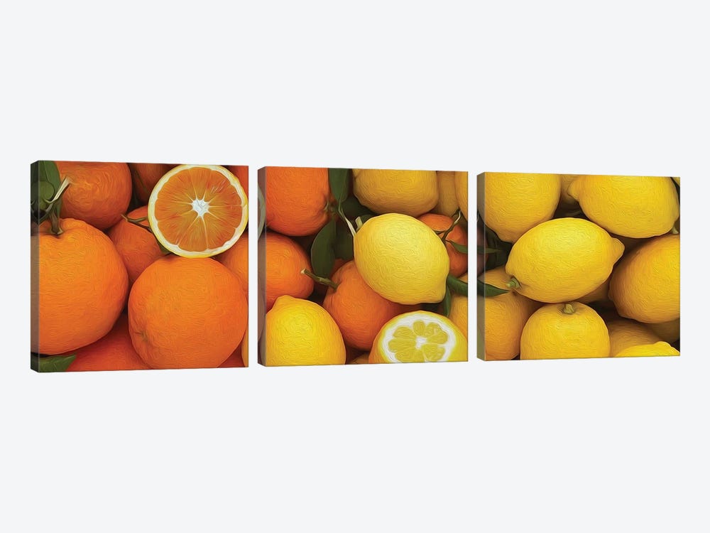 Oranges And Lemons by Ievgeniia Bidiuk 3-piece Canvas Art Print