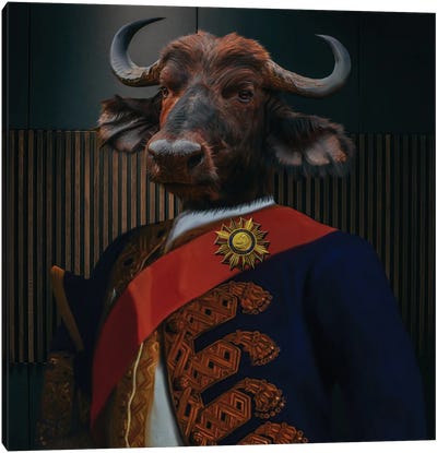 Portrait Of An African Bull Canvas Art Print - Regal Revival
