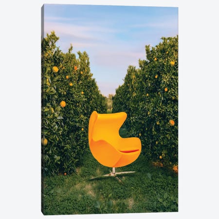 An Orange Chair In An Orange Orchard Canvas Print #IVG630} by Ievgeniia Bidiuk Art Print