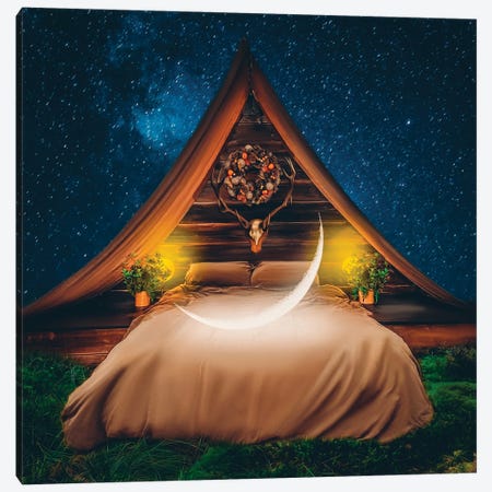 Moon On The Bed In The Bungalow Canvas Print #IVG631} by Ievgeniia Bidiuk Canvas Print