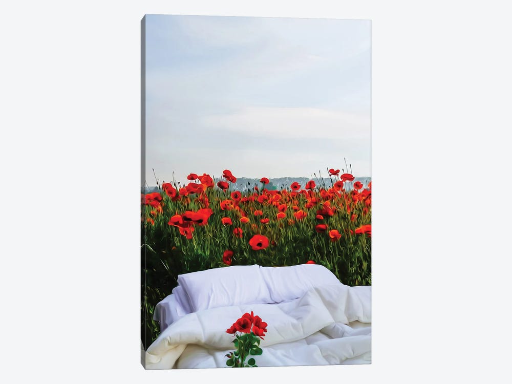 A Bed In A Poppy Field by Ievgeniia Bidiuk 1-piece Canvas Art Print