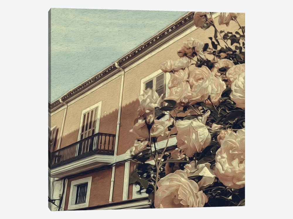 Vintage Home Card With Roses 1-piece Canvas Print