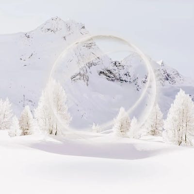 A Space Body In A Snowy Clearing by Ievgeniia Bidiuk framed wall art
