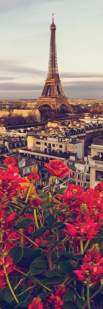 Balcony Flowers In The Background Of Paris by Ievgeniia Bidiuk acrylic art print