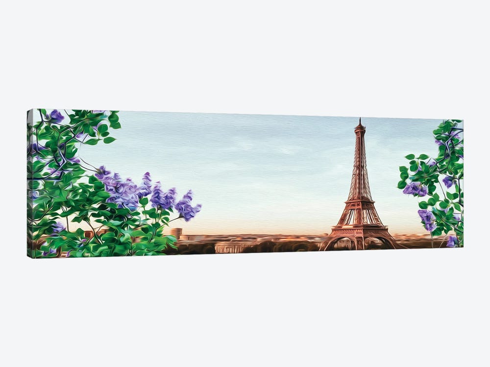 Blooming Lilacs Of The Eiffel Tower by Ievgeniia Bidiuk 1-piece Canvas Art
