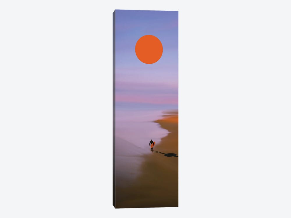 Surfer And Orange Sun by Ievgeniia Bidiuk 1-piece Art Print