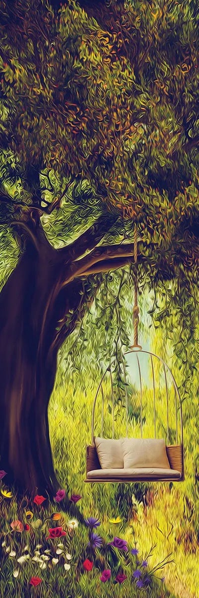Swing With Pillows On A Big Tree by Ievgeniia Bidiuk acrylic art print