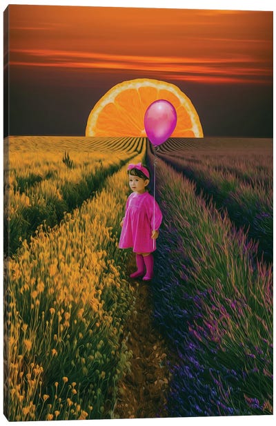 A Doll In A Lavender Field Canvas Art Print - Lavender Art