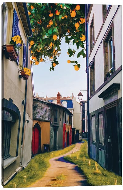 Sunny Street In The Spanish Old Town Canvas Art Print - Ievgeniia Bidiuk