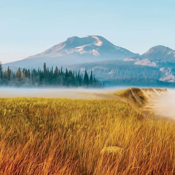 Ievgeniia Bidiuk: Steppe Grass And Mountain Range by Ievgeniia Bidiuk
