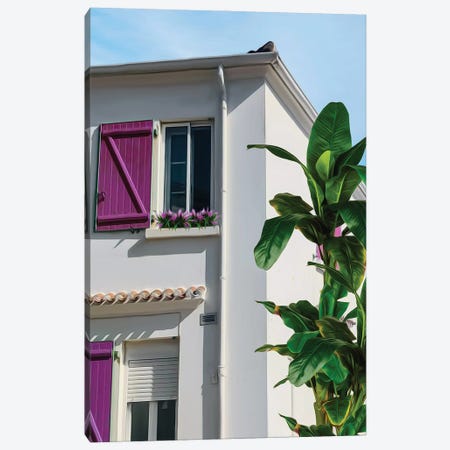 A House With Pink Shutters In The Old Town Canvas Print #IVG698} by Ievgeniia Bidiuk Art Print