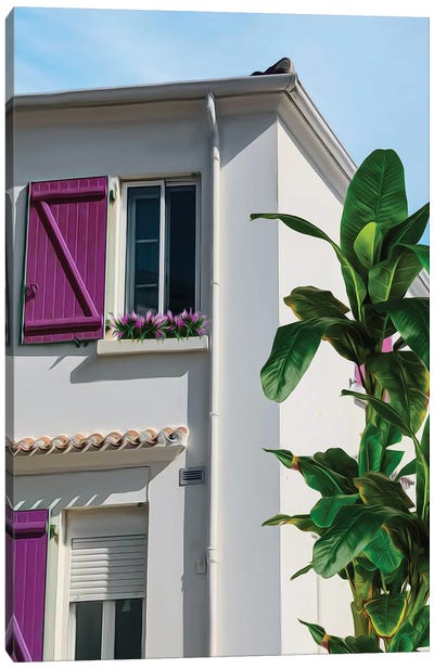 A House With Pink Shutters In The Old Town Canvas Art Print