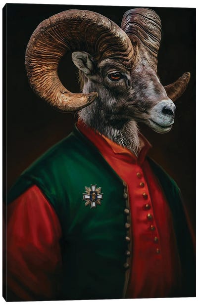 Portrait Of A Mouflon Screwjack Canvas Art Print - Ievgeniia Bidiuk