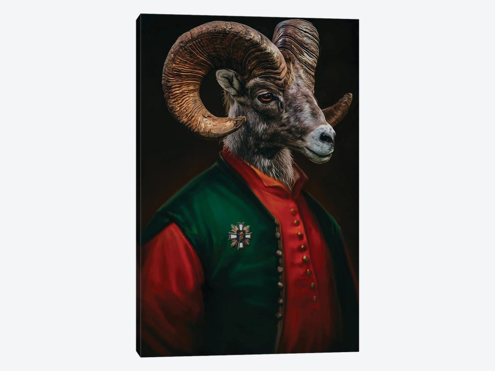 Portrait Of A Mouflon Screwjack by Ievgeniia Bidiuk 1-piece Canvas Wall Art