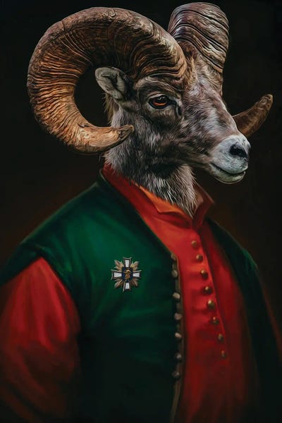Sheep: Portrait Of A Mouflon Screwjack by Ievgeniia Bidiuk