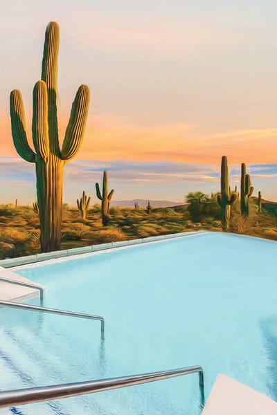 Ievgeniia Bidiuk: A Pool In The Texas Desert Of Cacti by Ievgeniia Bidiuk