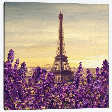 Blooming Lavender Against Of Paris Canvas Print #IVG71} by Ievgeniia Bidiuk Canvas Art Print