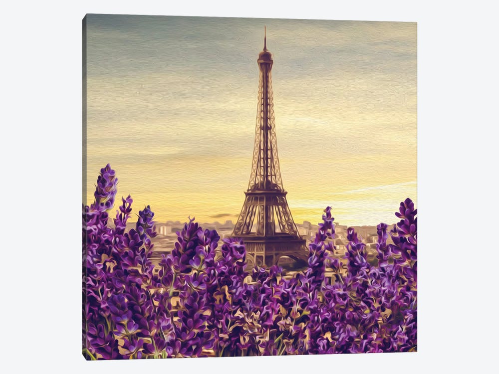 Blooming Lavender Against Of Paris by Ievgeniia Bidiuk 1-piece Canvas Art