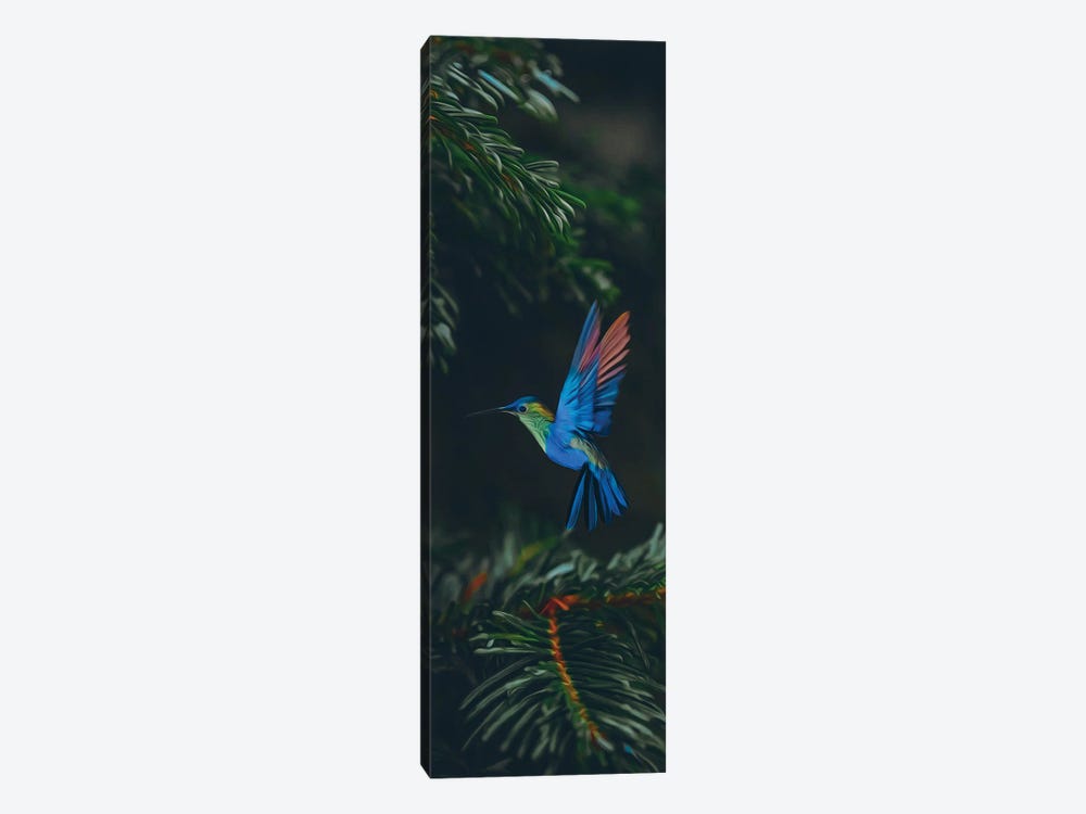 Hummingbirds In Spruce Branches by Ievgeniia Bidiuk 1-piece Art Print