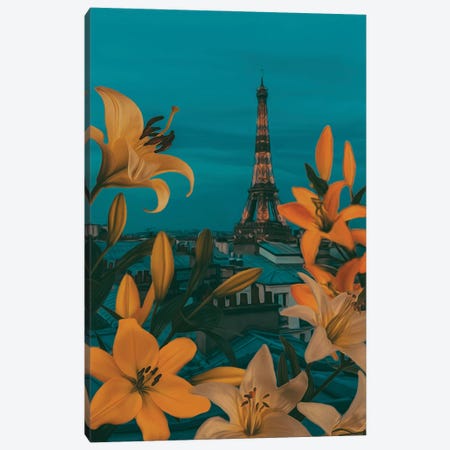 Lilies In Bloom Against The Background Of Evening Paris Canvas Print #IVG735} by Ievgeniia Bidiuk Canvas Print