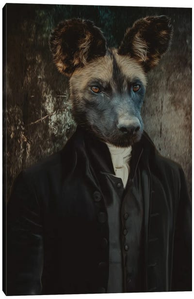 Portrait Of A Hyena In A Retro Costume Canvas Art Print - Ievgeniia Bidiuk