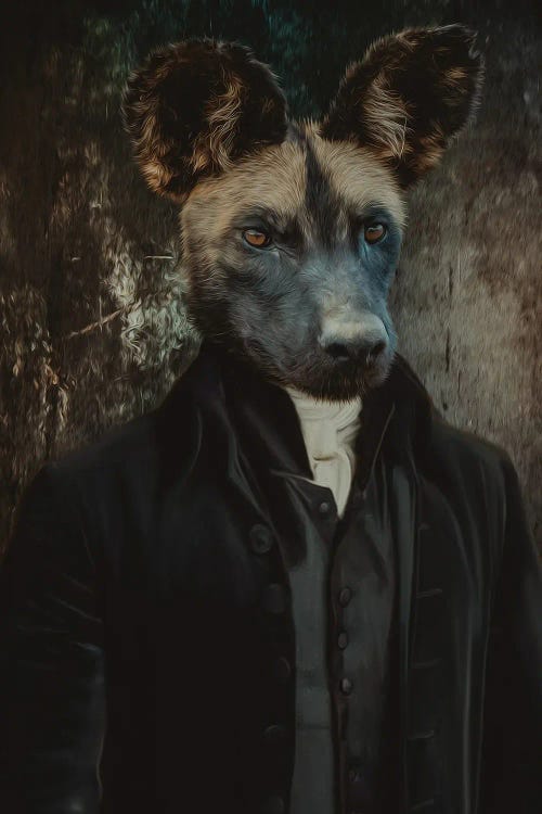 Portrait Of A Hyena In A Retro Costume