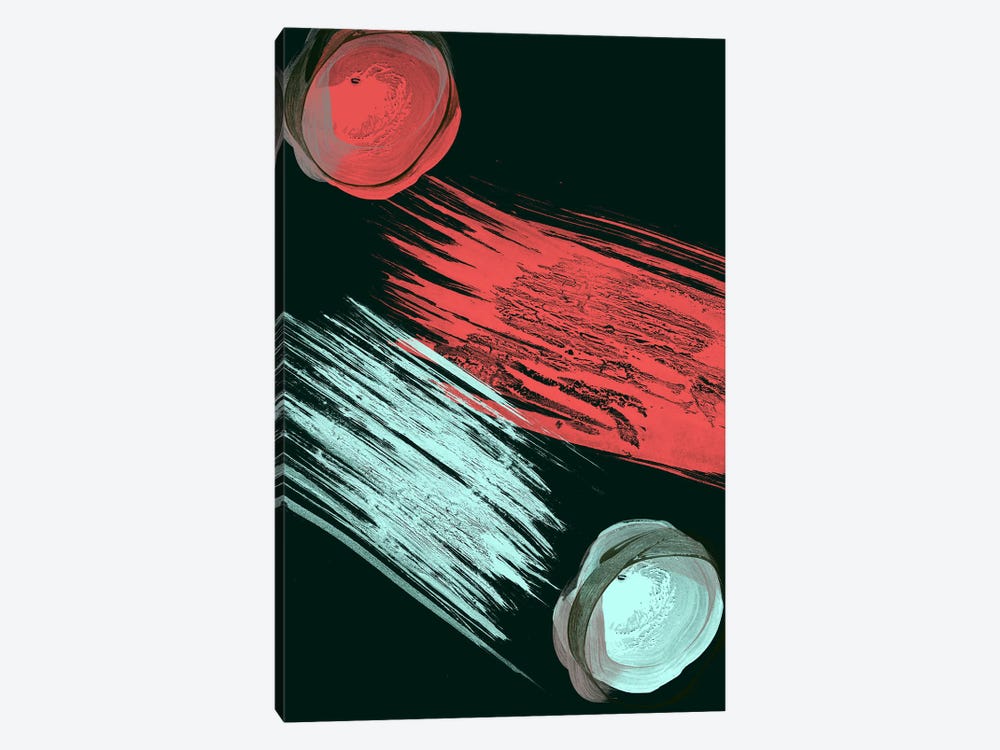 Abstraction Of Blue And Red On A Dark Background by Ievgeniia Bidiuk 1-piece Canvas Artwork