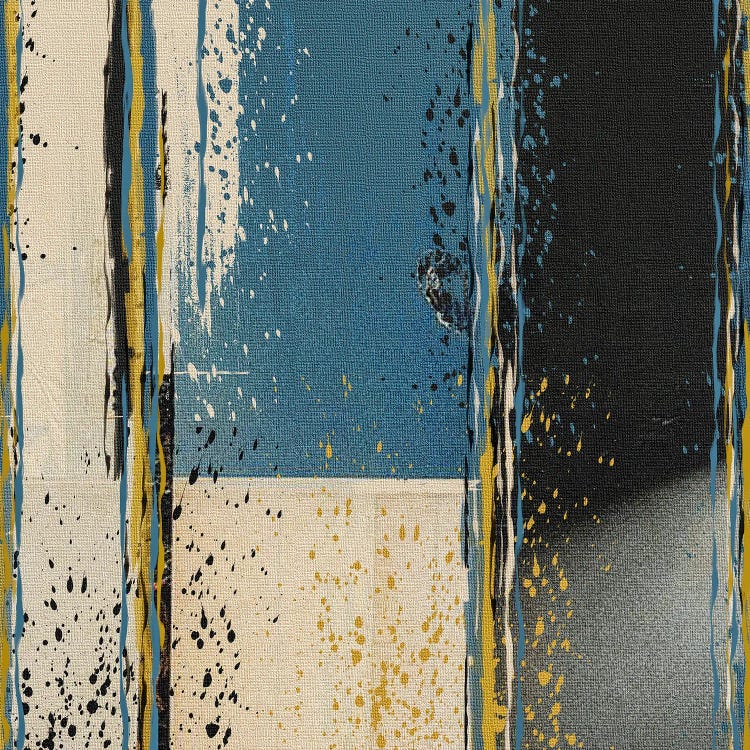 Abstraction Of Black, Blue, Yellow And Beige On Fabric