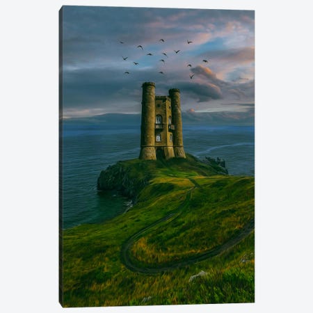 Fantasy Illustration Of A Lighthouse On A Background Of Clouds Canvas Print #IVG747} by Ievgeniia Bidiuk Canvas Artwork