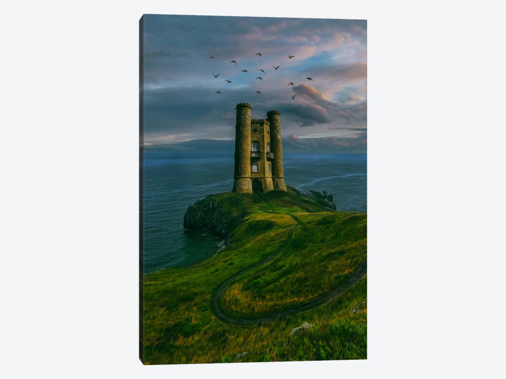 Fantasy Illustration Of A Lighthouse On A Background Of Clouds by Ievgeniia Bidiuk 1-piece Canvas Art